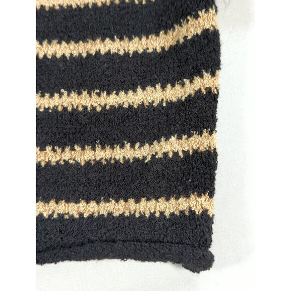 Promesa Striped Sweater S Black Tan Knit Crewneck Acrylic Nylon Pullover - Picture 5 of 11
